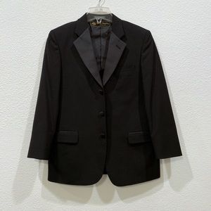 Loro Piana Wool Tuxedo Suit Jacket Small Black 34